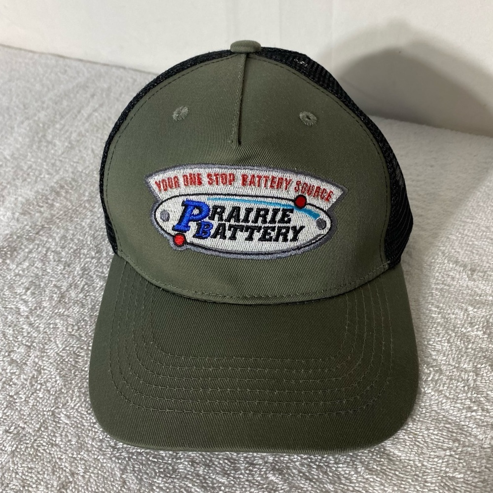 5/$25 Prairie Battery Embroidered Green Black Mesh Back Snap Back Trucker Hat